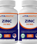 2 Pack - Vitamatic Zinc 50Mg As Zinc Gluconate 120 Count - Immunity Supplement (Total 240 Tablets)