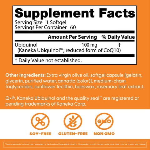 Doctor'S Best Kaneka Ubiquinol 100 Mg Supplement For Men & Women - Reduced Form Coq10 Coenzyme Q10 100Mg For Antioxidant & Heart Health Support Non Gmo Gluten Free Soy Free 60 Softgels