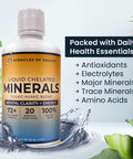Liquid Chelated Minerals - 72+ Major & Minor Trace Minerals, 20 Essential Amino Acids - Natural Plant-Based Minerals - 100% Organic Humic Fulvic Minerals - 1 Month Supply, 32 Fl. Oz