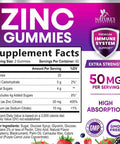Nature'S Nutrition Zinc Gummies for Adults 50 mg - High Absorption Bone Skin & Immune Health Support Gummy & Antioxidant Chewable Supplement - Non-GMO Vegan & Gluten Zinc Vitamin Mixed Berry Flavor - 120 Gummies