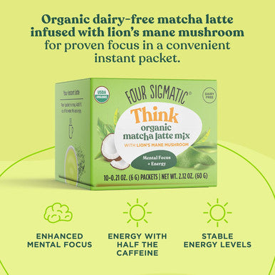 Four Sigmatic Matcha Latte | Mushroom Matcha Packets | Ceremonial Grade Matcha Lion'S Mane Maitake & Moringa | 20Mg Caffeine | 0.21 Ounce | Pack Of 10