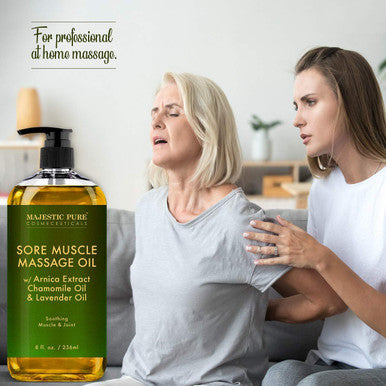 Majestic Pure Lavender Massage Oil, Sore Muscle Massage Oil, Frankincense Massage Oil, and Cellulite Massage Oil Bundle 8 fl oz Each