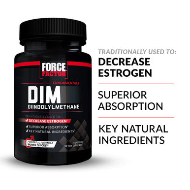 Force Factor DIM Pills to Decrease Estrogen in Men, Diindolylmethane Supplement with Key Ingredients and Superior Absorption, Diindolylmethane 300mg, Works Fast, 30 Capsules
