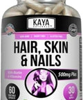 Kaya Naturals Hair Skin Nail Capsules BIOTIN Vitamin D Vitamin B-12 A Folic Acid Support Hair Support Vitamin Supplement