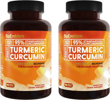 BioEmblem Turmeric Curcumin with BioPerine Curcuminoids For Joint Support and Heart Health Made With Organic Turmeric Powder And Curcuminoids Extract - Non-GMO Made In USA