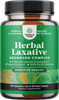 Natures Craft Herbal Laxative Capsules with Probiotics Natural Laxative Pills to Cleanse Colon and Support Digestive System with Psyllium Husk Powder Senna Leaf Cascara Sagrada Gentle Laxative for Women & Men