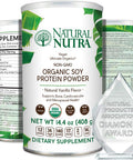 Natural Nutra Organic Vegan Plant Based Soy Protein Source Powder, Supports Bone And Improves Cardiovascular Health, Gluten , Non Gmo, Sugar- 14.4 Oz.