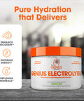 Genius Electrolytes Powder Drink Mix, Lemon Lime, 30 Servings - Hydration Booster & Endurance Supplement with Potassium, Magnesium & Zinc - Free & No Sweeteners or Dyes