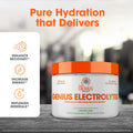 Genius Electrolytes Powder Drink Mix, Lemon Lime, 30 Servings - Hydration Booster & Endurance Supplement with Potassium, Magnesium & Zinc - Free & No Sweeteners or Dyes