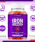 Lifecentrichealth Iron Gummies For Adults & Kids Biotin Zinc Vitamin B Folic Acid Gummies Vegan Gluten Blood Builder Anemia Supplements Tasty Energy Boosting Iron Supplement For Women & Men