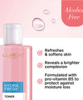 L'Oreal Paris Skincare Hydrafresh Toner Alcohol Free Toner With Pro Vitamin B For Face Fl Pack Of 1 Multi