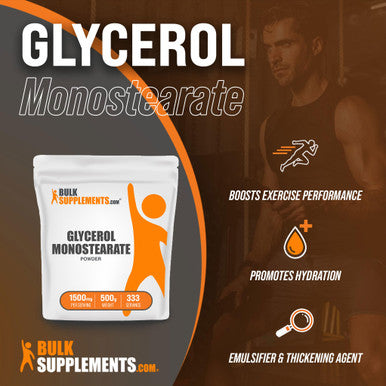 Bulksupplements.Com Glycerol Monostearate Powder - Glycerol Powder For Endurance & Hydration - Food Grade, Gluten Free - 1500Mg Per Serving, 333 Servings (500 Grams - 1.1 Lbs)