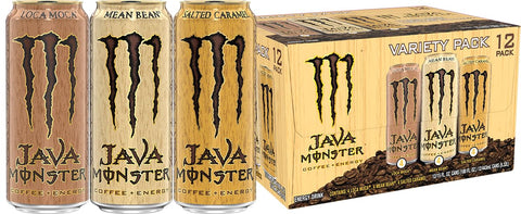 Monster Energy Java Monster Salted Caramel, Coffee + Energy Drink, 15 Fl Oz | Pack of 12