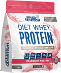 Applied Nutrition Diet Whey Protein Powder High Protein Low Carb Low Sugar Weight Loss with CLA L Carnitine Green Tea High PhD Supplement 1kg 40 Servings (Strawberry Milkshake)