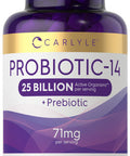 Carlyle Probiotics 25 Billion Cfu | With Prebiotics | 100 Capsules | Vegetarian, Non-Gmo, & Gluten Free Supplement | For Men & Wo