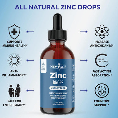 Liquid Zinc Drops For Adults & Kids By Age, Zinc Sulfate For Immune Support, Vegan, Non-Gmo & Gluten Free, 60 Day Supply, 2-Pack