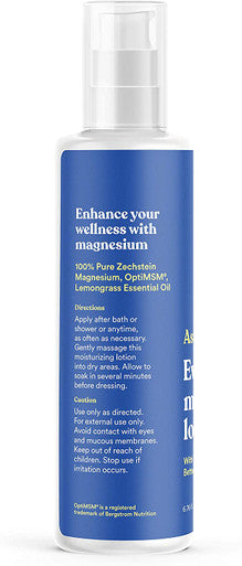 ASUTRA Everyday Magnesium Lotion with OptiMSM 6.76 Fl Oz Rapid Absorption Supports Healthy Joints and Muscles Vitamins A and E shea butter for soft smooth skin