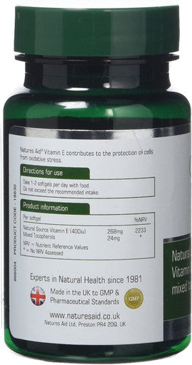 Natures Aid Aid 400iu Vitamin E - Pack of 60 Capsules