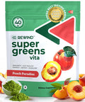 Rewind Best Tasting Super Greens Powder with 40+ Superfoods - Delicious Daily Green Powder with Vitamin B12 Zinc Vitamin C Magnesium & Calcium - Green Juice Superfood Mix - Peach Flavor