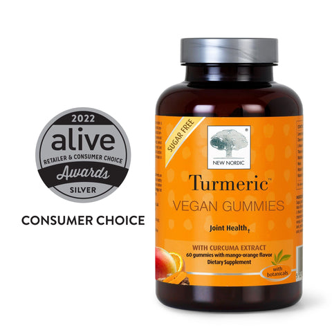 New Nordic Turmeric Curcumin Gummies Sugar Free 300 Mg Turmeric Supplement For Men And Women Supports Normally Functioning Joints Knees Shoulders Mango Orange 60 Count