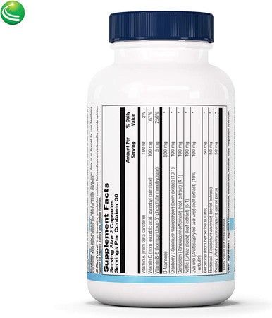 Nutra BioGenesis - UT Max Protect - Cranberry Extract, D-Mannose, Uva Ursi and Vitamin A for Urinary Tract Support, Kidney Health, and Bladder Comfort - Gluten Free, Vegan, Non-GMO - 60 Capsules