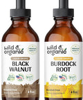 Wild & Organic Black Walnut Tincture 4 Fl Oz & Burdock Root Tincture 4 Fl Oz