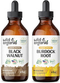 Wild & Organic Black Walnut Tincture 4 Fl Oz & Burdock Root Tincture 4 Fl Oz