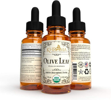 Khroma Herbal Products Organic Olive Leaf - 2 oz Liquid in a Glass Bottle - 30 Servings