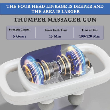 Eilison Massage Gun, Massage Gun Deep Tissue 4 Heads, Muscle Gun For Back, Shoulder, Neck, Body Massage Gifts For Men & Women, Muscle Tissue Therapy For Pain Relief Long Last Battery 5000Rpm (White)