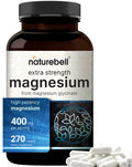 Magnesium Glycinate 400mg (Elemental), 270 Capsules 100% Chelated for Max Absorption | Non-GMO & No Gluten, Bioavailable Mineral Supplement for Muscle, Joint, Enzyme, & Heart Health