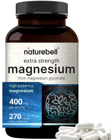 Magnesium Glycinate 400mg (Elemental), 270 Capsules 100% Chelated for Max Absorption | Non-GMO & No Gluten, Bioavailable Mineral Supplement for Muscle, Joint, Enzyme, & Heart Health
