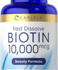 Carlyle Biotin 10000mcg | 500 Fast Dissolve Tablets | Max Strength | Vegetarian Non-GMO Gluten Supplement