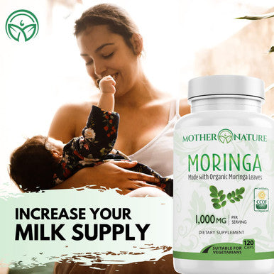 Mother Nature Organics Superfoods for Organic Living Moringa Capsules 1000Mg, From Organic Certified Moringa Leaves Powder - Greens Superfood Supplement - Energy, Focus, Lactation Support, Vitamin C For Immune Support - Vegan, Non-Gmo (120 Count)