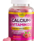Calcium with Vitamin D3 Sugar Free Gummies - Supports Bone Health & Teeth - Highly Concentrated Calcium & Vitamin D Gummy Chew Supplement - Natural, Non-GMO, & Gluten Free - Women & Men - 60 Gummies