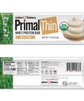 Primal Thin Protein Bars w/ 20g Organic Protein Grass Fed Whey (130 Cal, 1g Sugar, 1 Net Carb) (Gluten Free) (12 Bars)