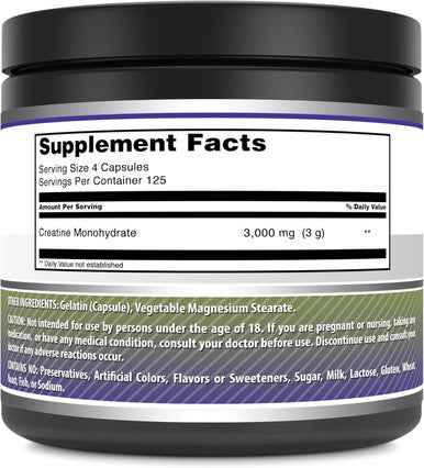 Amazing Nutrition Formulas Creatine 3000Mg Per Serving 500 Capsules Supplement | Non-GMO | Gluten | Made in USA