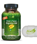 Irwin Naturals Ginger & Papaya Digestive-Aid Blend of Herbs Botanicals and Enzymes for Digestion Support - 60 Liquid Softgels Bundle with a Pill Case