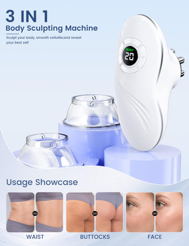 Elefbebe Body Sculpting Machine 3-In-1 Cellulite Massage Tool With Heat Vibration Cupping Massager For Legs Abdomen Arms Waist Supports Skin Firming & Body Care