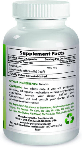 Best Naturals Eyebright 470 mg 180 Capsules