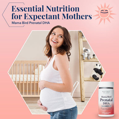 Best Nest Wellness Mama Bird Prenatal DHA Vitamin Prenatal Omega 3 DHA Supplements Supports Baby's Brain & Eye Development 500 mg Triglyceride Fish Oil Easy to Swallow Lemon Flavor Softgels 60 Ct