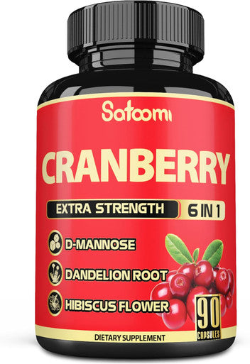 Satoomi 6In1 Cranberry Pills For Women - 3-Month Supply - 6 Herbal Ingredients Extract - 90 Veggie Capsules