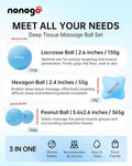 Nonogo Massage Lacrosse Ball Set For Myofascial Release, Trigger Point Therapy, Deep Tissue Massage, Muscle Relief For Back, Neck, Shoulder, Foot Pain