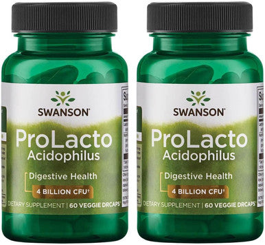 Swanson Prolacto Acidophilus 4 Billion Cfu 60 Veg Capsules (2 Pack)