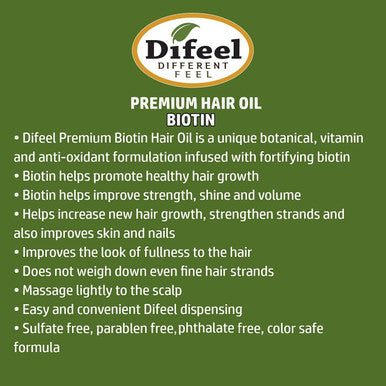 Difeel Premium Biotin Hair Oil 7.1 oz.