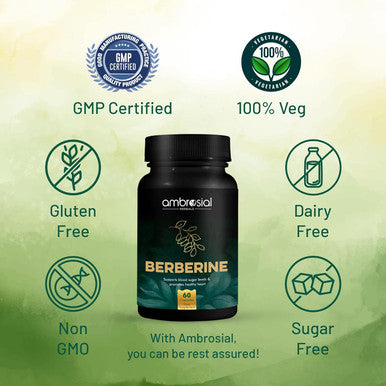Ambrosial Ambrosial Berberine 60 Veg Capsules (Pack of 1-60 Capsules)