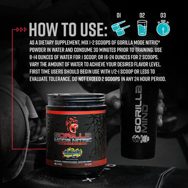 Gorilla Mode Nitric Stimulant Free Pre-Workout Best Tasting and Most Effective Stimulant Free Pre-Workout / Massive Pumps Vasodilation Power / 688 Grams (Fruit Punch)