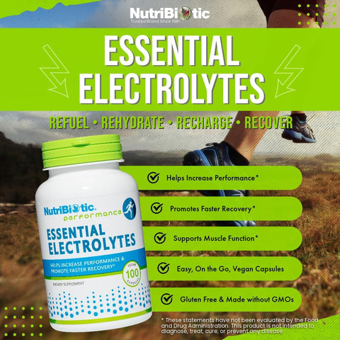 Nutribiotic Essential Electrolytes 100 Ct Capsules Supports Increased Performance & Faster Recovery Pharmaceutical Grade Vitamin C With Electrolytes For Rehydration Vegan Gluten- & Non-Gmo