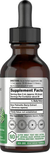 HorbAach Saw Palmetto Liquid Extract 2 Fl Oz Alcohol Vegetarian, Non-Gmo, Gluten Herb Supplement