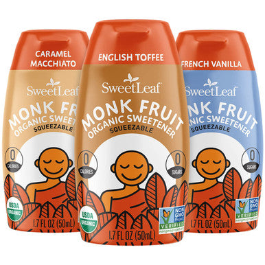 Sweetleaf Organic Monk Fruit Sweetener Monk Fruit Extract Sugar Monkfruit Sweetener Keto Syrup for Coffee Sugar Alternative 3 Flavors 1.7 Fl Oz Ea (Pack of 3)