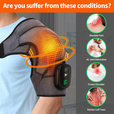 Cordless Heated Shoulder Brace Wrap, Shoulder Heating Pad With Massage, 3 Heat & Vibration, 5000Mah Battery Powered, Shoulder Massager For Men Women
